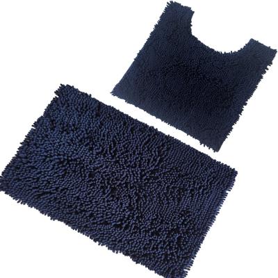 China 2pcs Bathroom Cover Set Machine-Washable Mat Machine-Washable Microfiber Bath Mat Chenille Rug Covers Viable Non-Slip Factory Price for sale