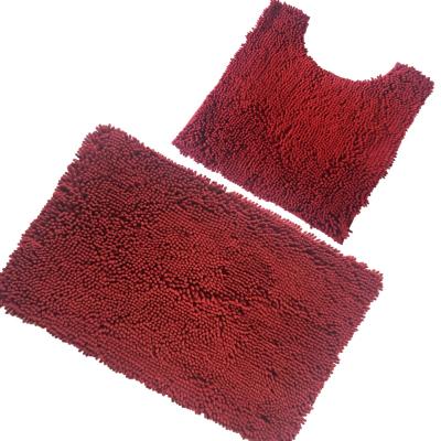 China Durable 2pcs Bathroom Non-Slip Cover Set Mat Machine-Washable Bath Rug Washable Chenille Carpet Covers 1600g Amazon Quality In Stock for sale