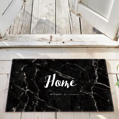 China Home Pattern Printed Floor Mat Flannel Fleece Anti-Slip Waterproof Door Mat Entrance Corridor Home Letter Tropical Plants Fleece Dropshipping for sale