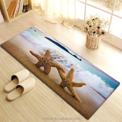 China Seaside Digital Printed Polyester Carpet Living Room Rugs for sale