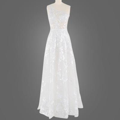 China 2021 new modern white one-shoulder anti-static anti-static hot-selling sexy wedding dress logo custom-made decals for sale