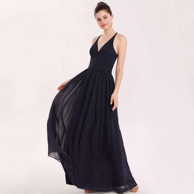 China Latest Design Anti-Static Sleeveless V-Neckline 100% Polyester Chiffon A Line Long Bridesmaid Dresses for sale