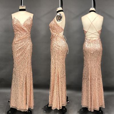 China Anti-Static New Arrivals Blush V-Neck Side Split One-Line Prom Off The Shoulder Dress Evening Dresses Sexy Women for sale