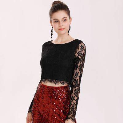 China Formal Elegant 2 Piece Sets Women OEM ODM Round Collar Long Sleeve Sequins Lace Top Fish Tail Skirt QUICK DRY Prom Prom for sale