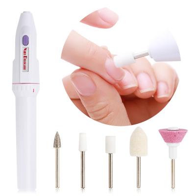 China Filer Kit Nail Polish Manicure Machine Stainless Steel Pen Shape Electric Nail Drill Set with 5 Acrylic Gel Remover Pedicure Tools for sale