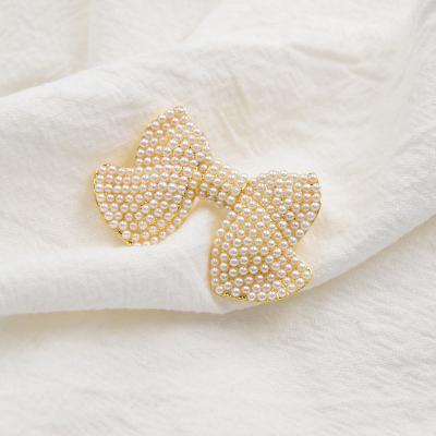 China ALLOY Vintage Bow Brooches For Women Fashion Baroque Bowknot Pins Wedding Bodice Part Full Beads Accessories for sale