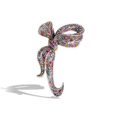 China New Colorful ALLOY Rhinestone Bow Brooches For Women Cute Bowknot Brooch Small Pin Vintage Fashion Jewelry Accessories for sale