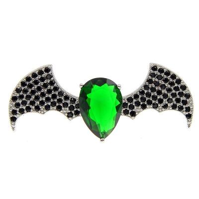 China ALLOY Zircon Green Color Bat Pin Brooch Copper Jewelry Design Women and Men Accessories Unisex Style for sale