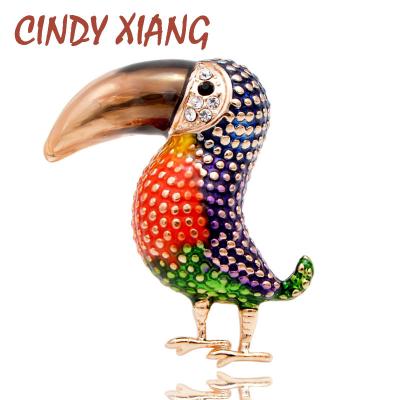 China New Colorful ALLOY Rhinestone Bird Brooches For Women Cute Small Animal Pins Cardboard Design Cute Accessories Kids Gift 2021 for sale