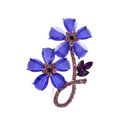 China ALLOY New Arrival Resin Flower Brooches For Women Spring Elegant Design Pin Rhinestone Brooch 3 Colors Available Cheap Drop Shipping for sale