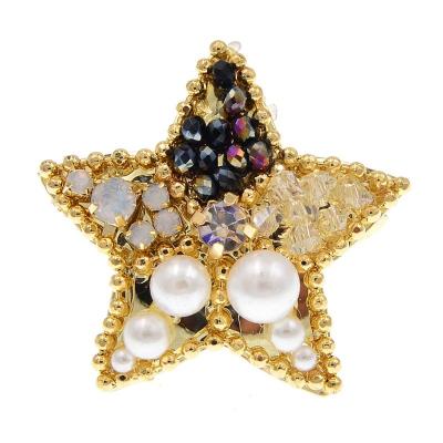 China ALLOY pearl and pearl star handcrafted brooches for women shiny wedding fashion brooch drop shipping cheap price wholesale handmade for sale