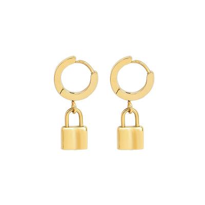 China CLASSIC Jewelry Factory Custom Jewelry 2021 Womens 18k Gold Filled Non To Tarnish Jewelry, Lock Dangle Earrings, Heart Pendant Earrings for sale