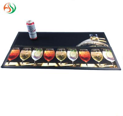 China Factory AY Logo Printed Eco-friendly Bar Mat Blank Sublimation Printing Customized Rubber Beer Bar Runner Sustainable Instock for sale