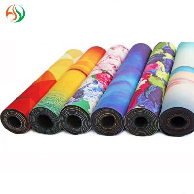 China Custom Eco Friendly AY Logo Oem Black Non Slip Yoga Exercise Natural Rubber Printed PU Suede Cork Kids Foldable Yoga Mat Pad Manufacturer for sale