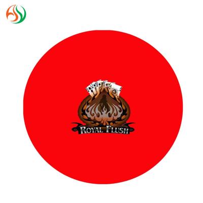 China AY Viable Round ROYAL FLUSH Center Table Mats Custom Poker Chip Rubber Red Poker Table Mat With SGS Approved Table Mat for sale