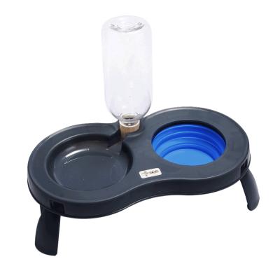 China Automatic Hot Sale Food Water Feeder With Automatic Water Bottle Double Bowls For Dogs Cats for sale