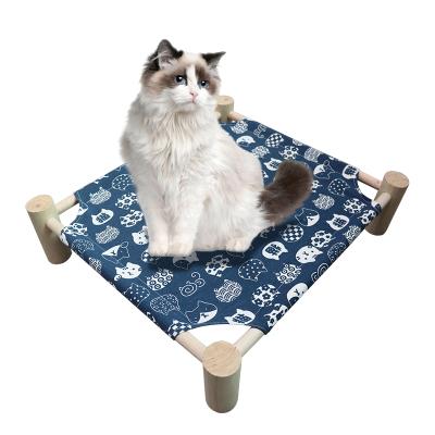 China Wholesale Waterproof Hot Selling Washable Wooden Cat Beds Pine Cat Beds Canvas Frame Cozy Pet Bed Comfortable Pet Bed for sale