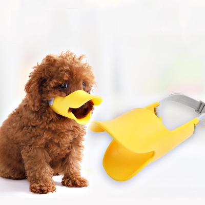 China Viable Wholesale Soft Anti-Sharp Rubber Dog Mouth Cover Platypus Pet Mouth Cover Barking Muzzles Dog for sale