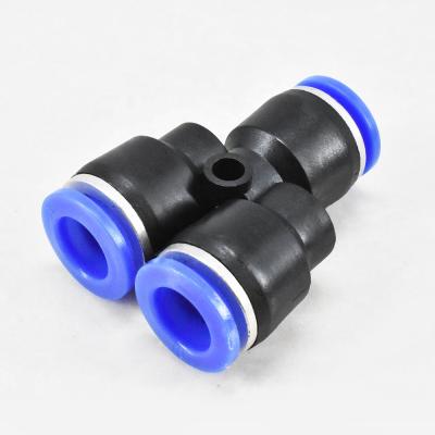 China Hotels PY 3 Way Air Hose Tube Connector Pneumatic Unions Y Type Quick Connect Fit Pneumatic Vacuum Line One Touch Plastic Fittings for sale