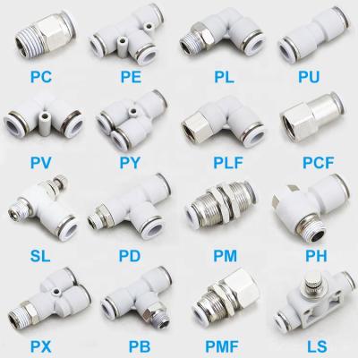 China Hotels M5 6MM 8MM 10MM 12MM White Push Brass Pneumatic Fittings 14MM SMC Type Pneumatic Air Fittings Air Connector SMC Pneumatic System for sale