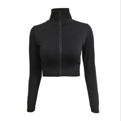 China Breathable Custom Labeling Collar Yoga Wear Jacket Workout Clothes Women's Sports Tops Running Quick-drying Long Sleeve for sale