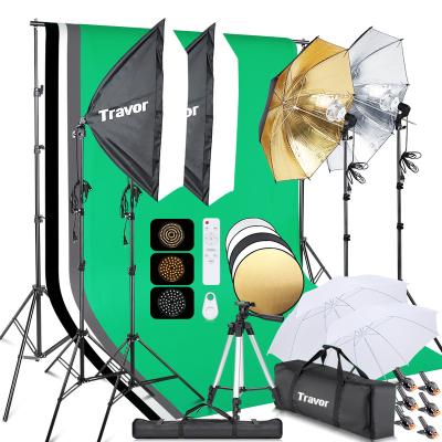 China LS5200 Softbox Umbrella Socket Stand Kit Photography Lighting Kit With Flexible Background Tripod for sale