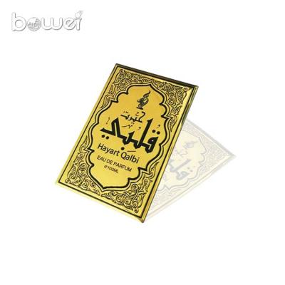 China Waterproof To Accept Custom Logo Foil Perfume Labels for sale