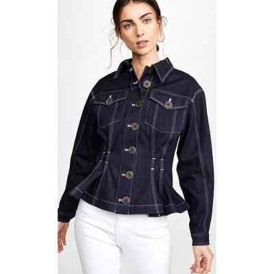 China OEM autumn lattice buttons women's single button stand collar QUICK DRY denim thin custom blazer for sale