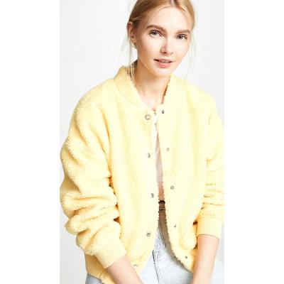 China New Design High Quality QUICK DRY Yellow Single Breasted Buttons Coat Sherpa Fur Ladies Outweaer Coat Jacket for sale