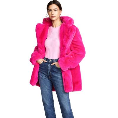 China Fashion Dot Latest Winter Jacket Style Faux Mink Faux Fur Coat Open Pink QUICK DRY Collar Lapel Elegant Style for sale