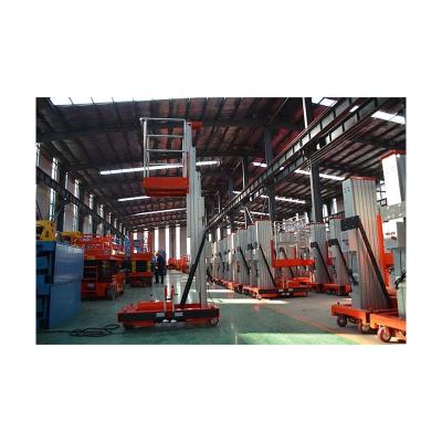 China Advertising Company Hydraulic Lifting Aerial Work Platform Lifts Push Around Single Mast Aluminum Alloy Vertical 6/8/12/14m Platform Lift for sale