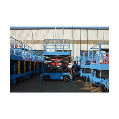 China Hotels mini small aerial work platform lift table scissor lift hydraulic self-propelled manual motion electric scissor lift for sale