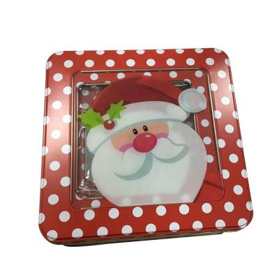 Cina Il Natale vuoto Tin Gift Box Square Cookie inscatola con le latte decorative di festa della finestra con i coperchi in vendita