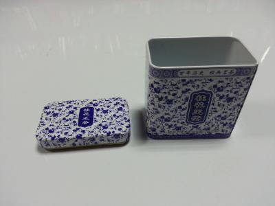 China Metal Tin plate Rectangle Printed Blue And White Porcelain Box , 0.23mm Tinplate for sale