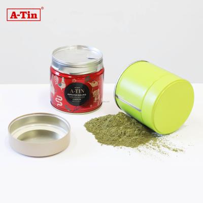 China Food Metal Matcha Black Tea Packaging Box Round Custom Cans Tea Tin for sale