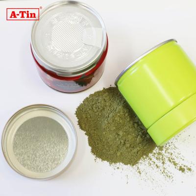 China Food Hot Sale 0.23 Tinplate 91mm Custom Matcha Tea Airtight Can Round Metal Can for Matcha Tea Packaging Can with Screw lid for tea for sale