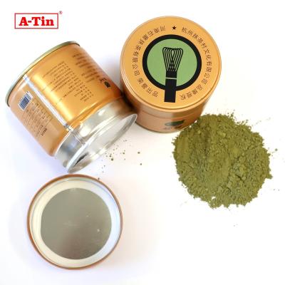 China Food A-tin 73mm Luxury Can Packaging Matcha Powder Airtight Can Canister Metal Round Empty Coffee Tea Can for Tea for sale