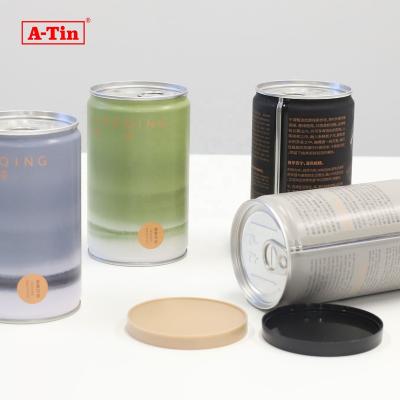 China Food A-tin Custom Printing 73mm Airtight Metal Can for Matcha Tea Packaging Tin Canister with plastic lid for Tea for sale