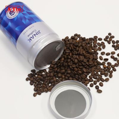 China Food Custom printed 100% food grade airtight round coffee tea tin can with screw lid for coffee for sale