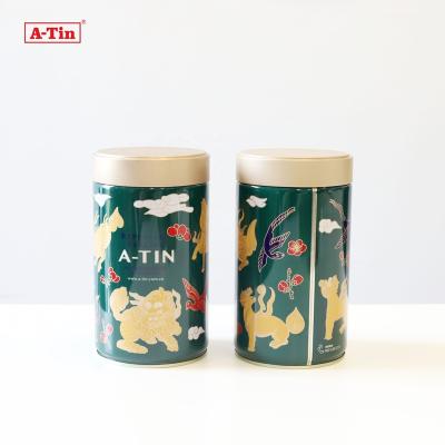 China Recycable Custom Printed Metal Gift Packaging Tin Box Round Metal Container Hinged Tin Box With Lid for sale