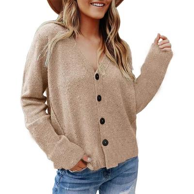 China 2021 Autumn Winter New Leisure Solid Color Breathable Long Sleeve Cardigan Knitted Coat Single Breasted Cardigan Knitted Women Sweater for sale