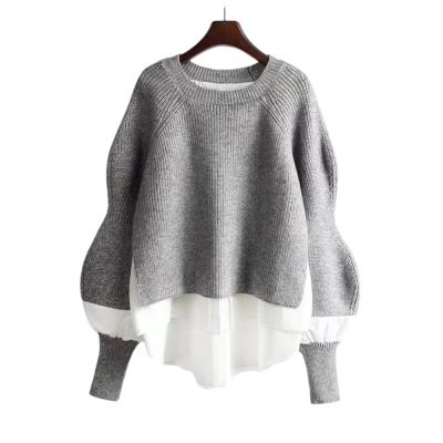 China The 2021 new large loose splicing thickened knitting women's breathable sweaters autumn winter casual sweater for sale