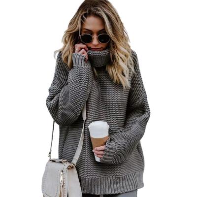 China 2021 autumn and winter new yarn knitting women's breathable sweaters long sleeve solid color sweater casual thick turtle neck for sale