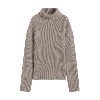 China 2021 New Winter Sweater Mine Texture Stripe Knitting Women's Sweaters High Neck Breathable Sweater Women Loose Turtle Neck for sale