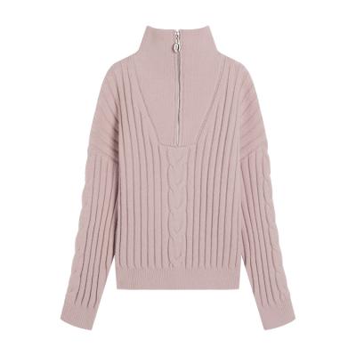 China 2021 Winters New Skin Turtle Friendly Loose Warm Loose Upper Neck Zipper V-Neck Comfortable Half Sweater Knitted Women's Sweaters for sale