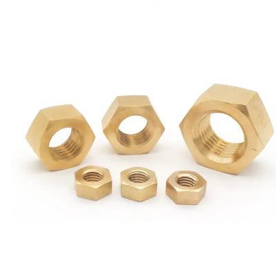 China Hot Sale High Torque Brass Nut Alloy Yellow Copper Coarse And Fine Thread Heavy Style Coupling Hex Nuts Hex Nut GB 56 for sale