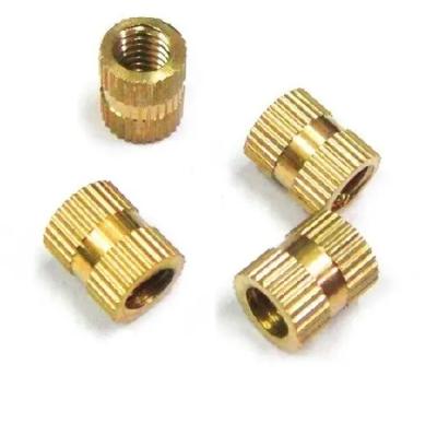 China hot sale special type high torque nut straight knurling brass straight knurled nut/self locking blind threaded inserts for plastic in china for sale