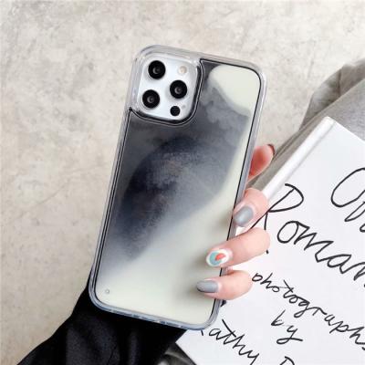 China Anti-Drop Liquid Liquid Silicone Case Luminous Quicksand Phone Case For Oppo Realme 8 Q3I Q3 Dynamic Glitter Sand Back Cover for sale