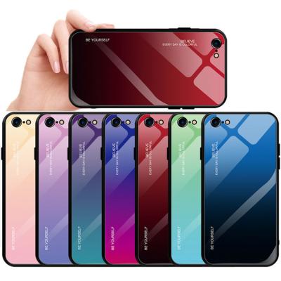 China Anti-Fall Gradient Tempered Glass Hybrid Phone Case For Itel A48 A47 TPU Glass Soft Shell Bumper for sale