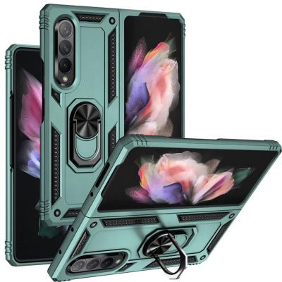 China Z Fold3 5GTPU Hybrid Anti-fall PC 2in1 Ring Holder Hard Armor Case For Galaxy Z Fold 3 5G Anti Gravity Back Cover With Car Mount Magnet for sale